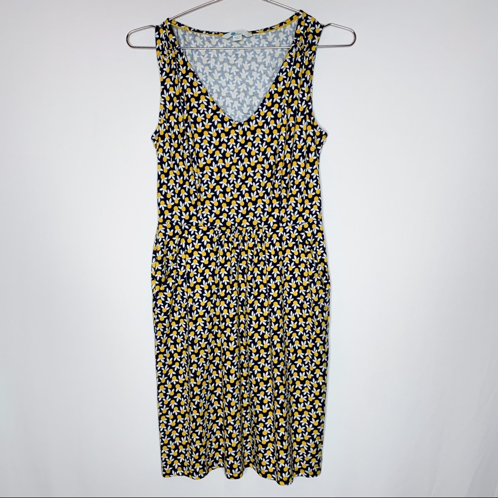 Classy Boden Flower Dress Print Navy Yellow Sleeveless | Size 6P